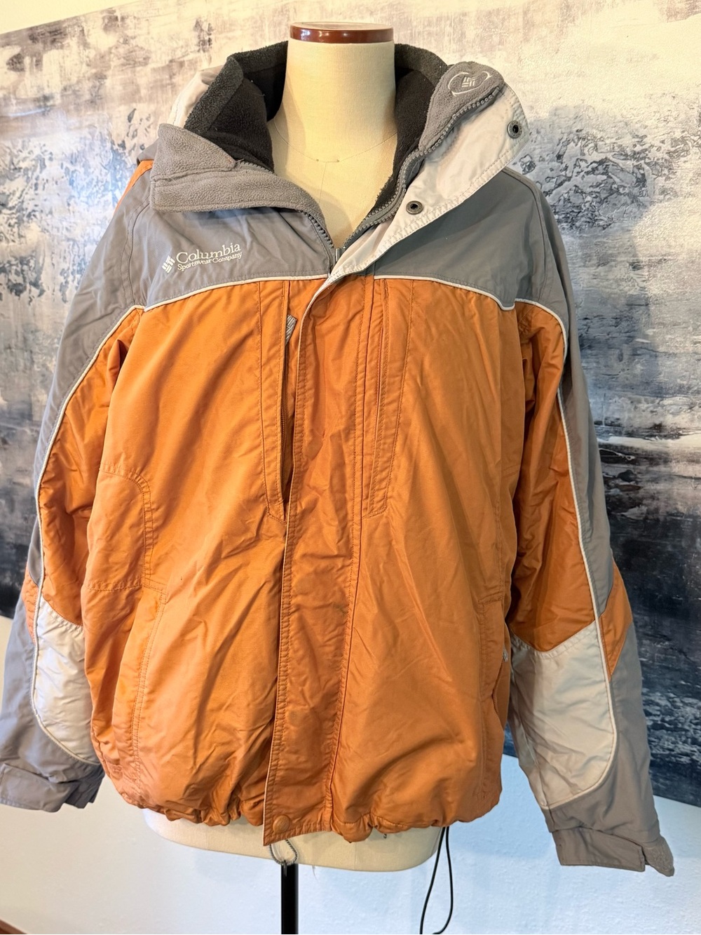 Columbia Core Interchange 3-way winter jacket coat orange/charcoal men’s medium